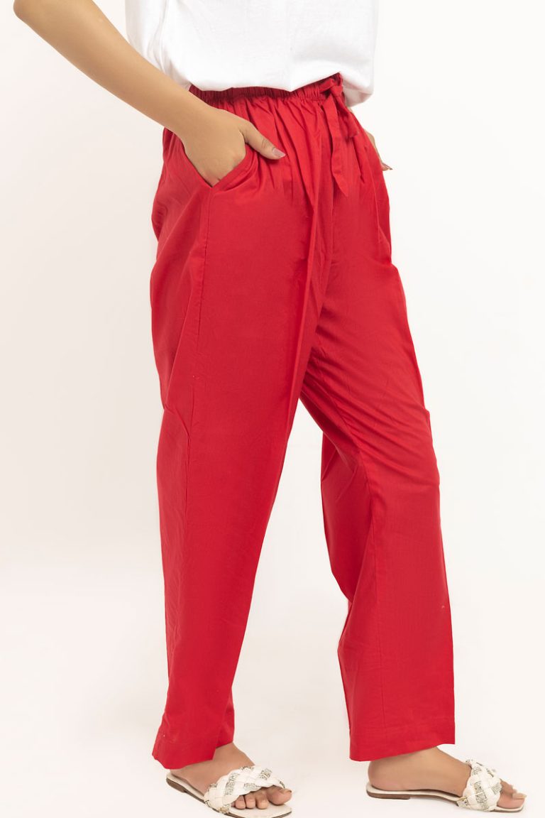 Red Double Pocket Cotton Urban Trouser