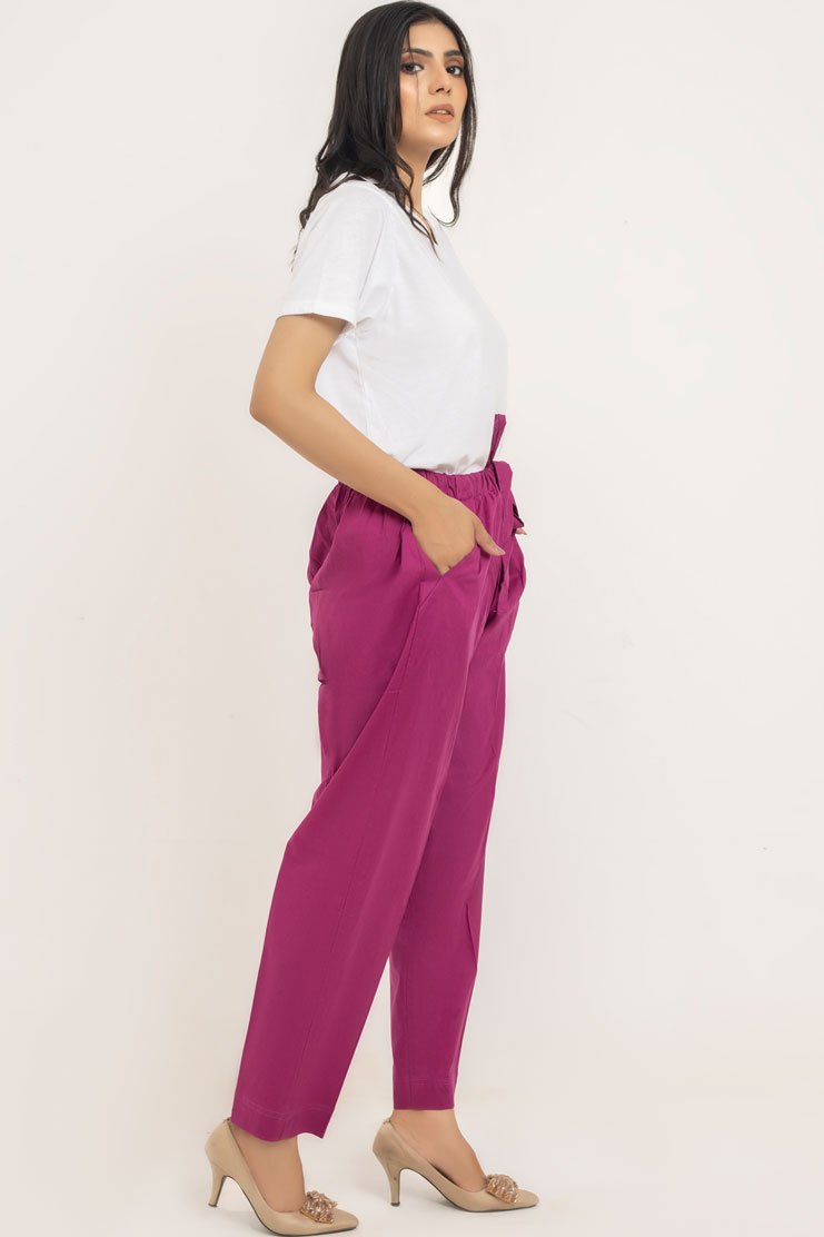 Pink Double Pocket Cotton Urban Trouser