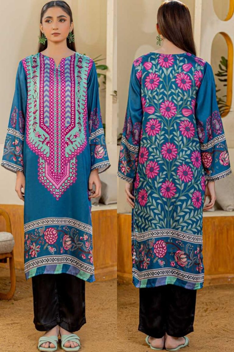 Teal Gul-e-Raana Charmeuse Silk Kurta