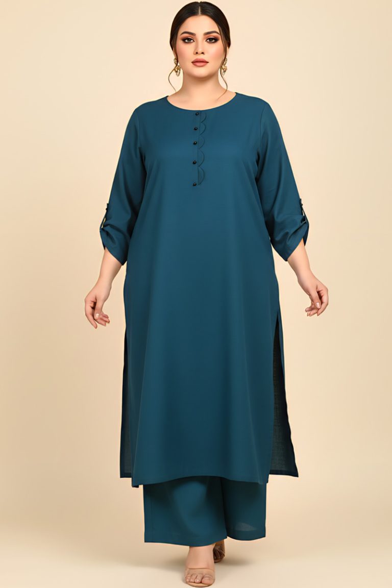 Teal Amber Dusk Khaddar Kurta
