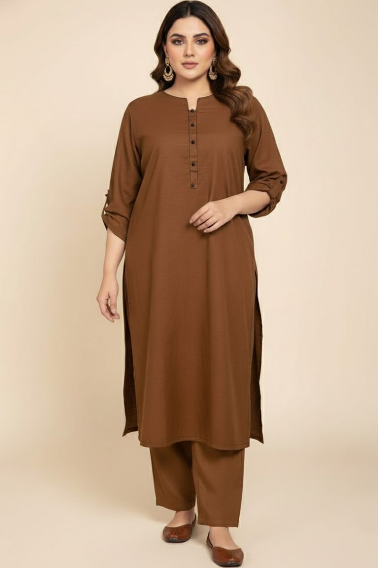 Khaki Anchor Khaddar Kurta