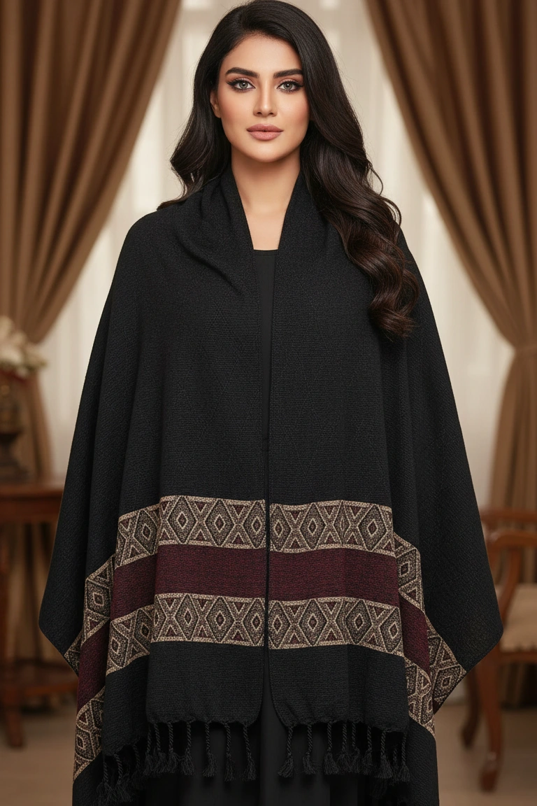 Black Yaad Shawl Poncho