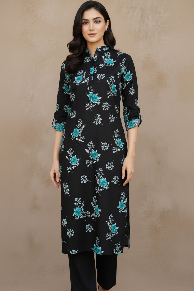 Black Mahreen Linen Kurta