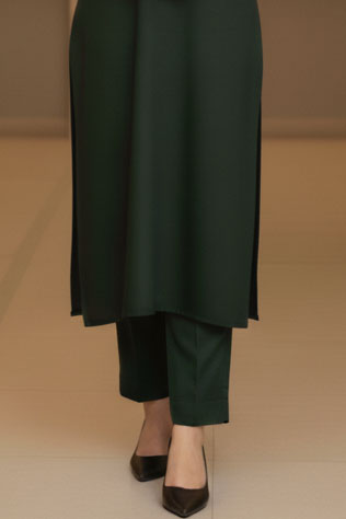 Bottle Green Easy Care Linen Trouser