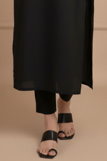 Black Easy Care Linen Trouser